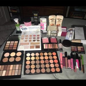 Huge lot of swatches and gently used makeup!